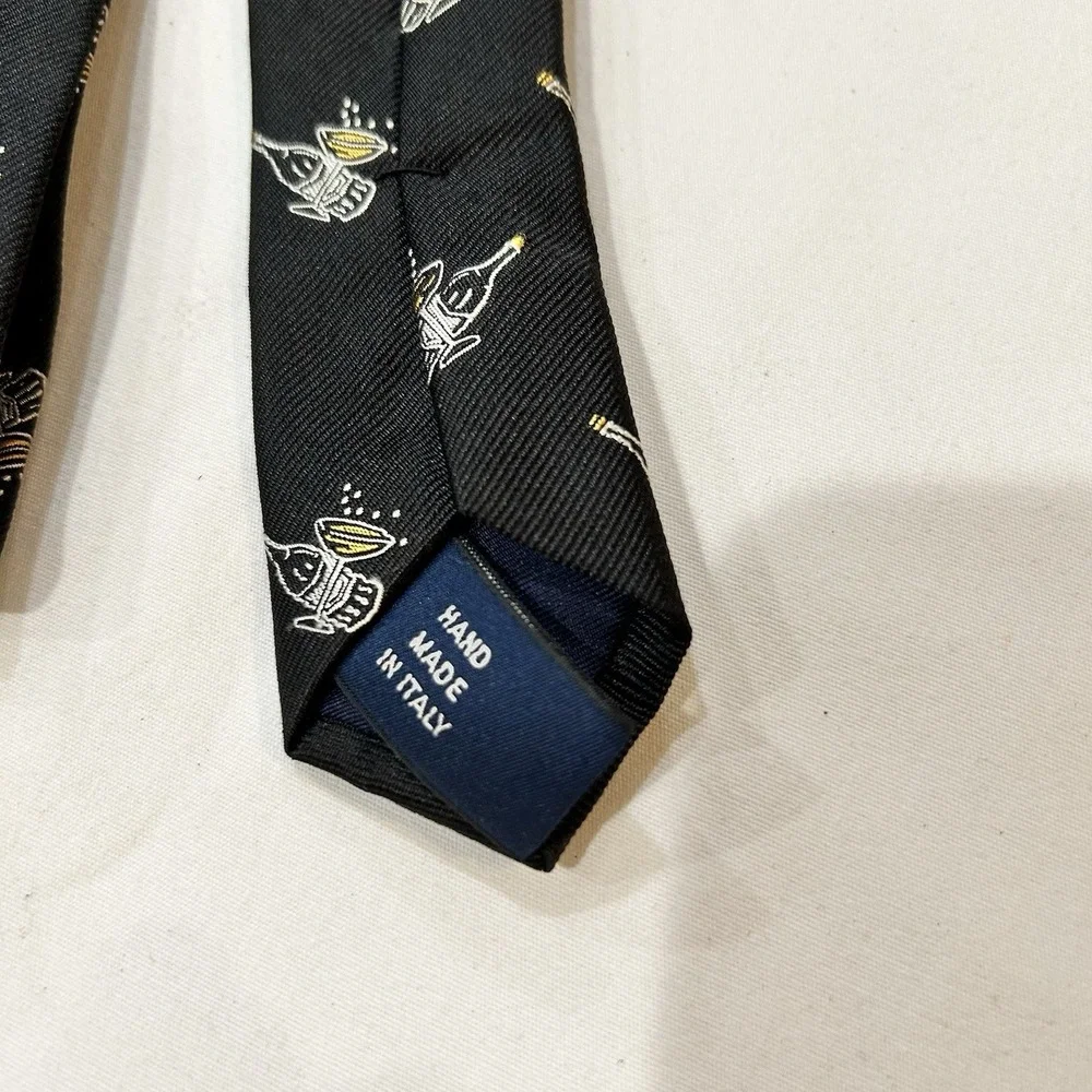 Polo Celebration Neck Tie Champagne Glass 2014 Black Gold Preppy Party New Years